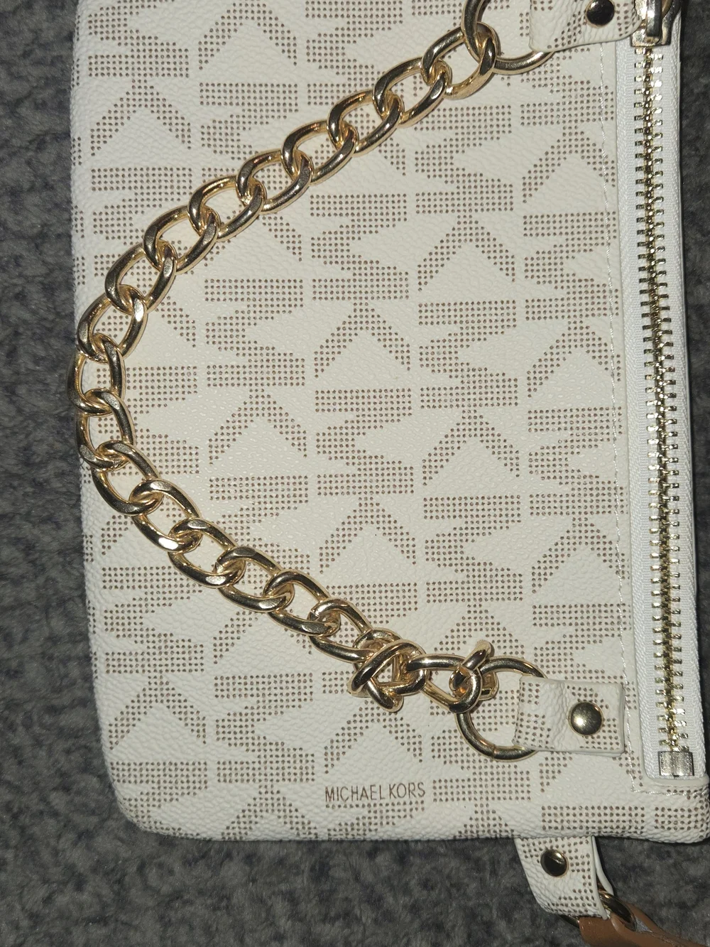 NWT Michael Kors White Signature MK Chain-Accent Crossbody Bag